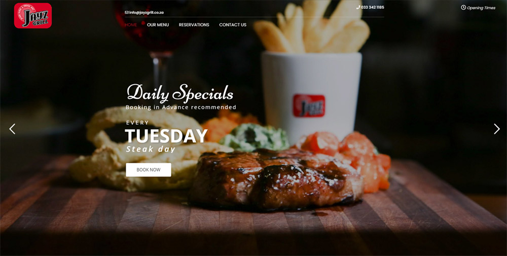 restaurant website design